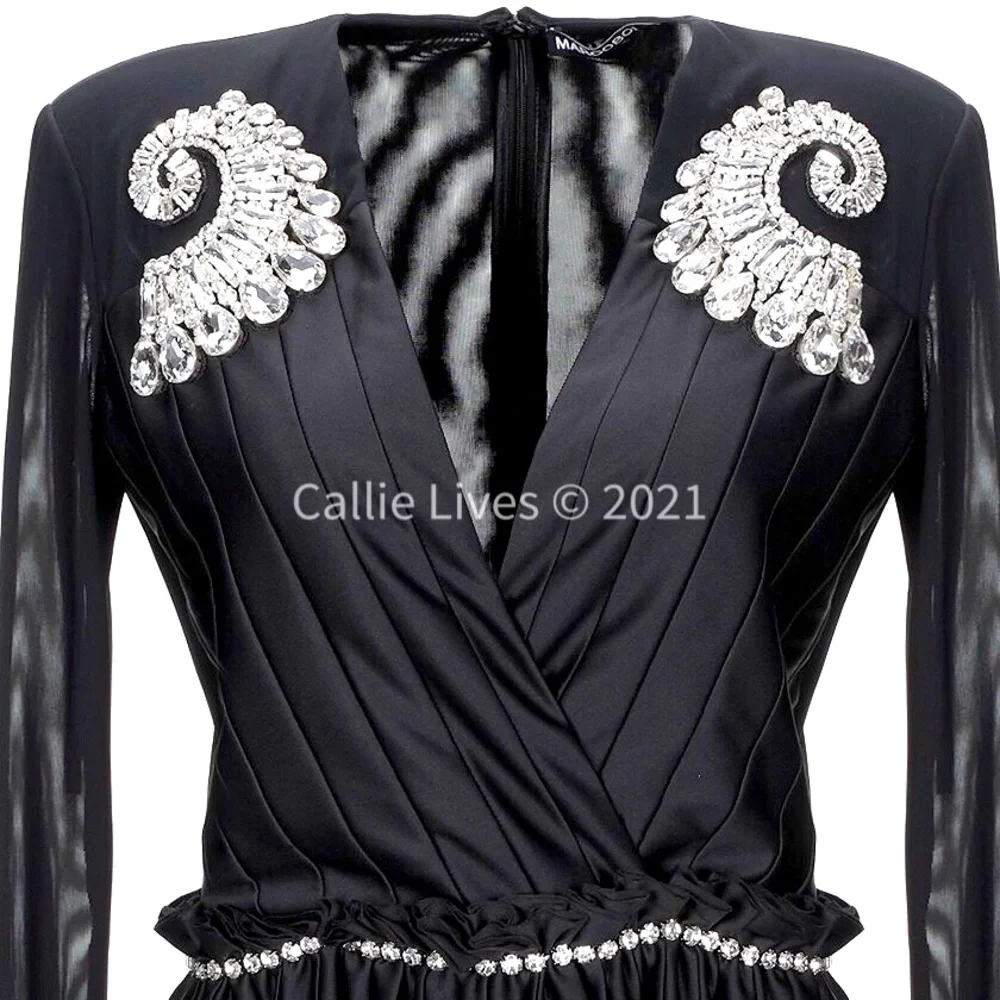 Callie Marco Bologna Pleated Spiral Jewel Statement Dress 8 - Picture 6 of 7